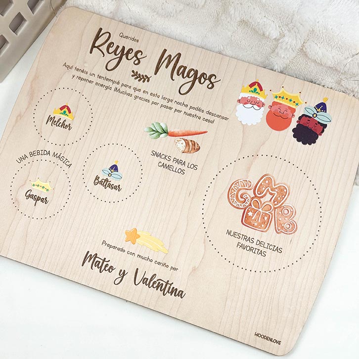 Bandeja personalizada Reyes Magos madera - Wooden Love