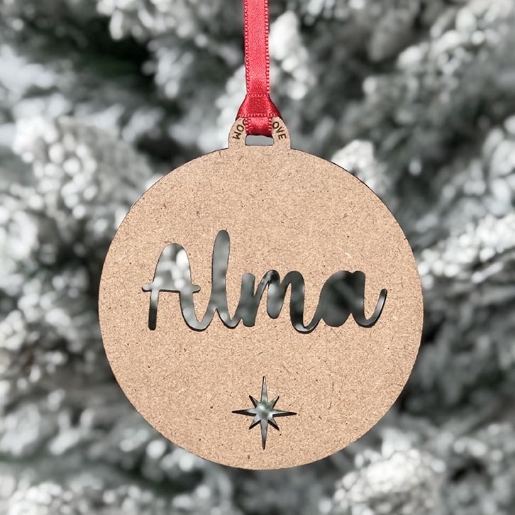 Bola de Navidad personalizada Estrella Polar1 - Wooden Love