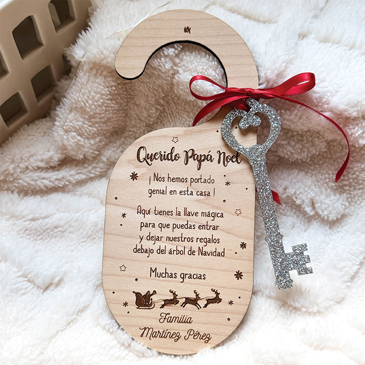 Colgador Llave Mágica Papá Noel personalizado - Wooden Love