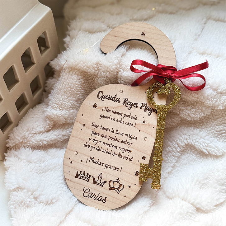 Colgador Llave Mágica Reyes Magos personalizado1 - Wooden Love