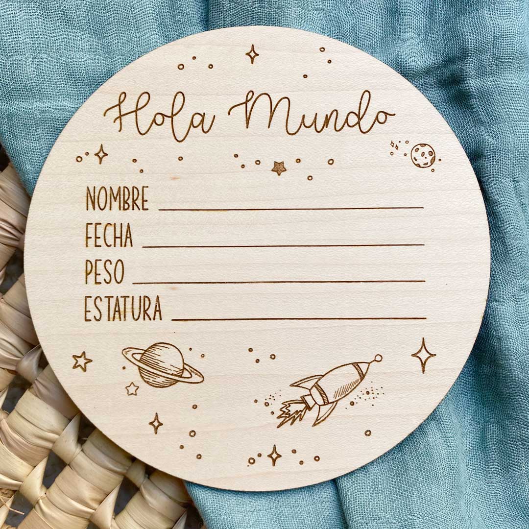 Placa Hola Mundo Cohete Wooden Love Placa Hola Mundo Cohete Wooden Love
