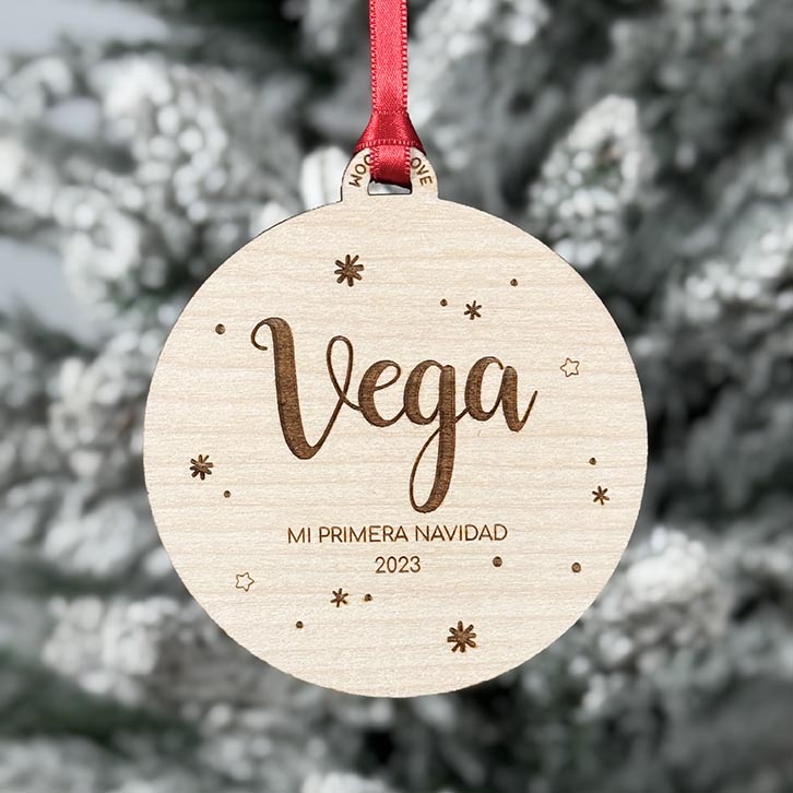 Bola Navidad personalizada Flakes1 madera - Wooden Love