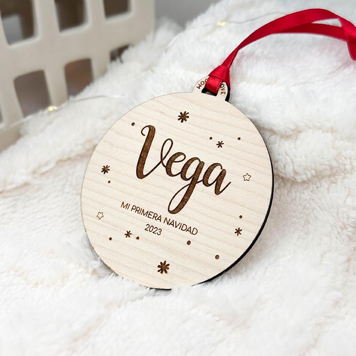 Bola Navidad personalizada Flakes2 madera - Wooden Love