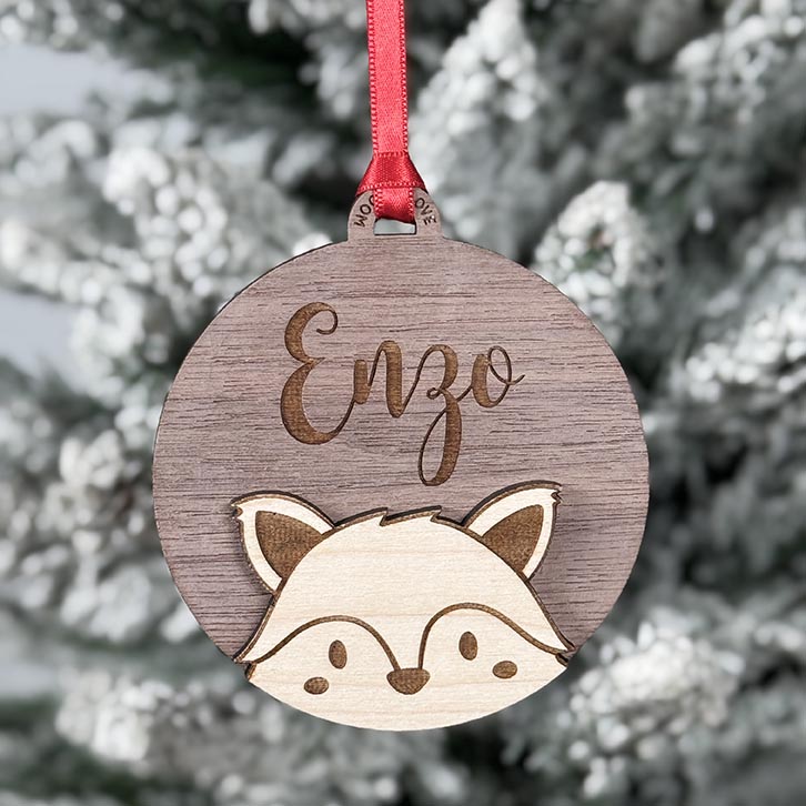 Bola Navidad personalizada Fox1 - Wooden Love