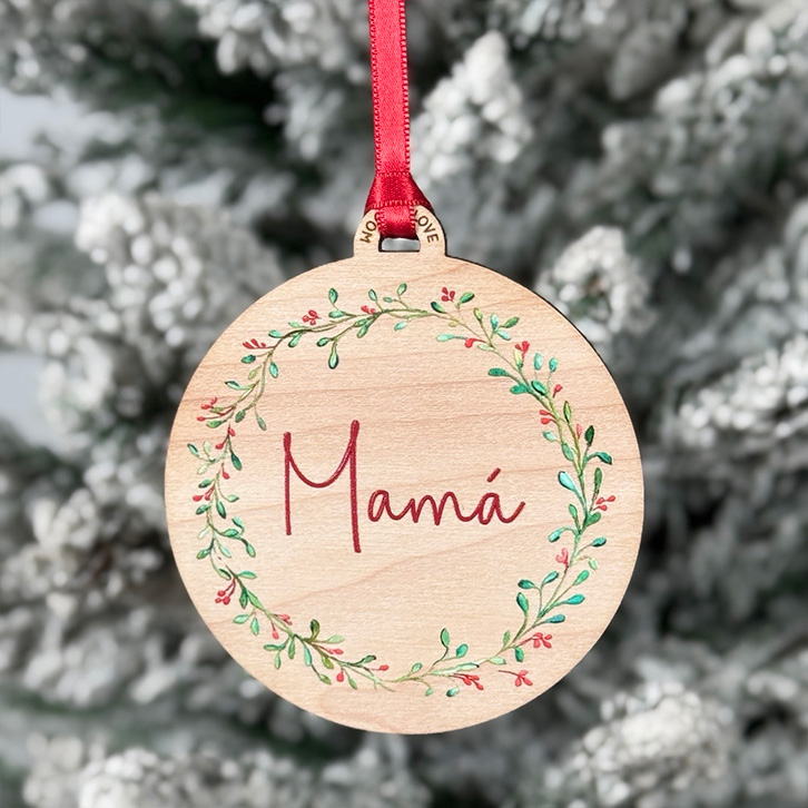 Bola de Navidad personalizada Floral color - Wooden Love