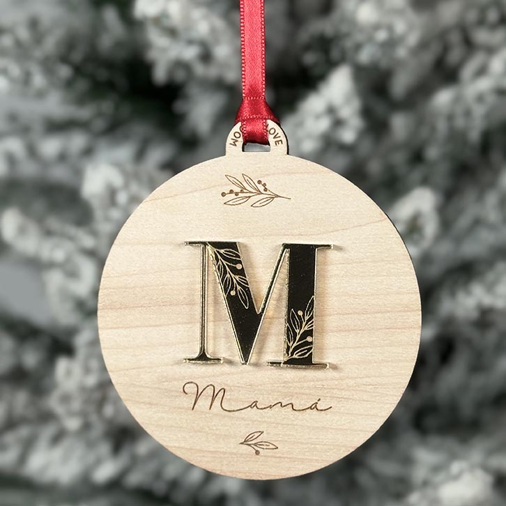 Bola de Navidad personalizada Inicial espejo1 - Wooden Love