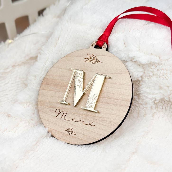 Bola de Navidad personalizada Inicial espejo2 - Wooden Love