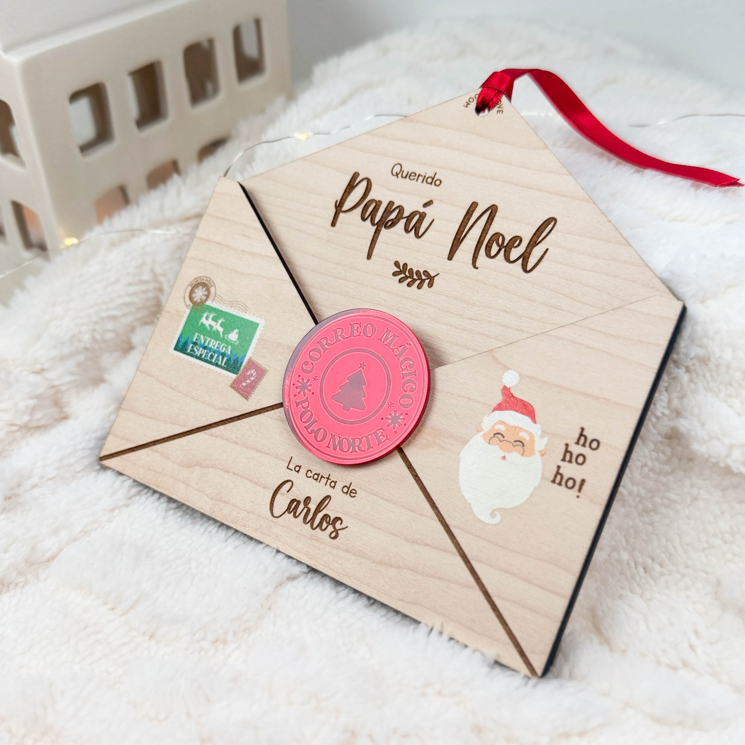 Sobre madera carta Papá Noel personalizada - Wooden Love