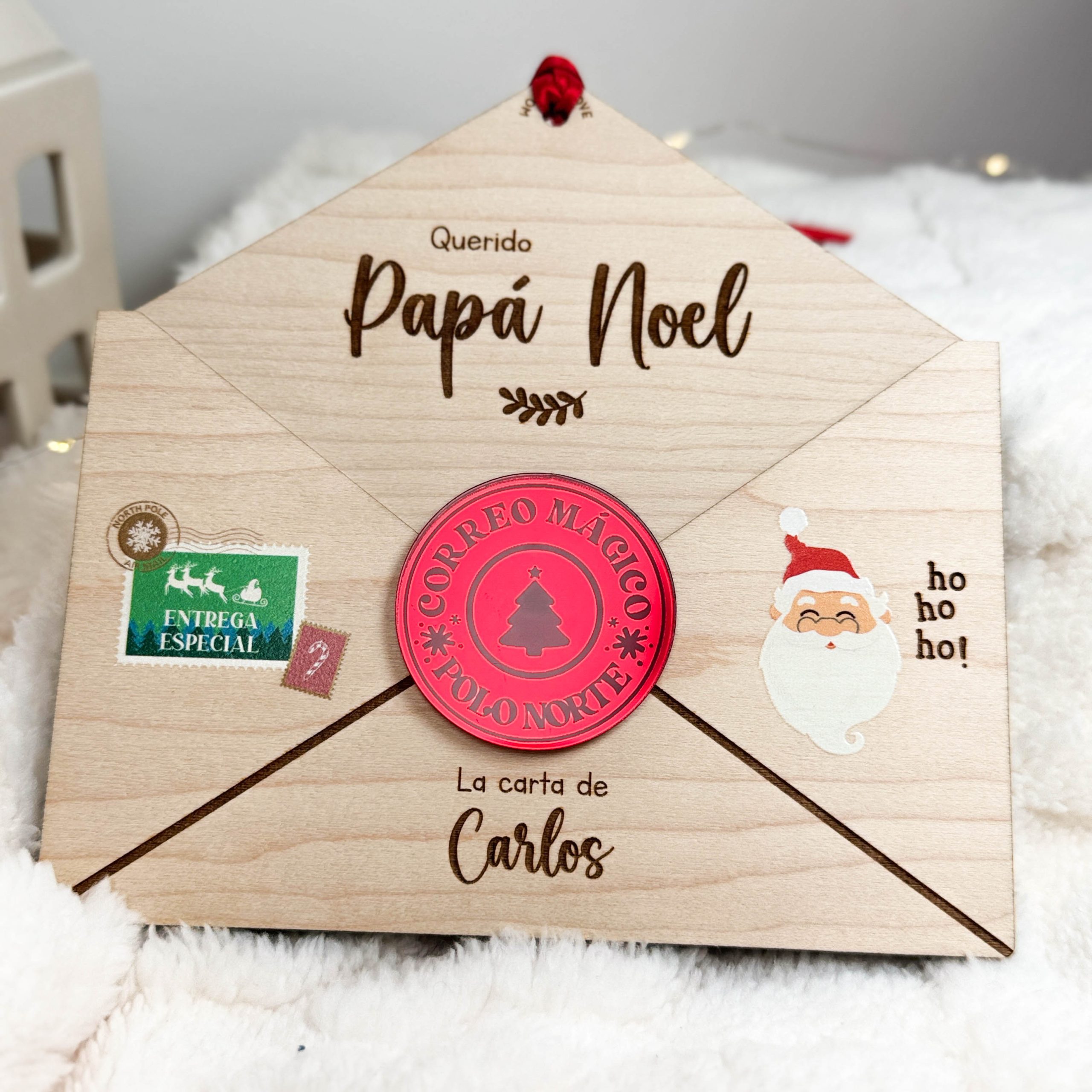 Sobre madera carta Papá Noel personalizada1 - Wooden Love