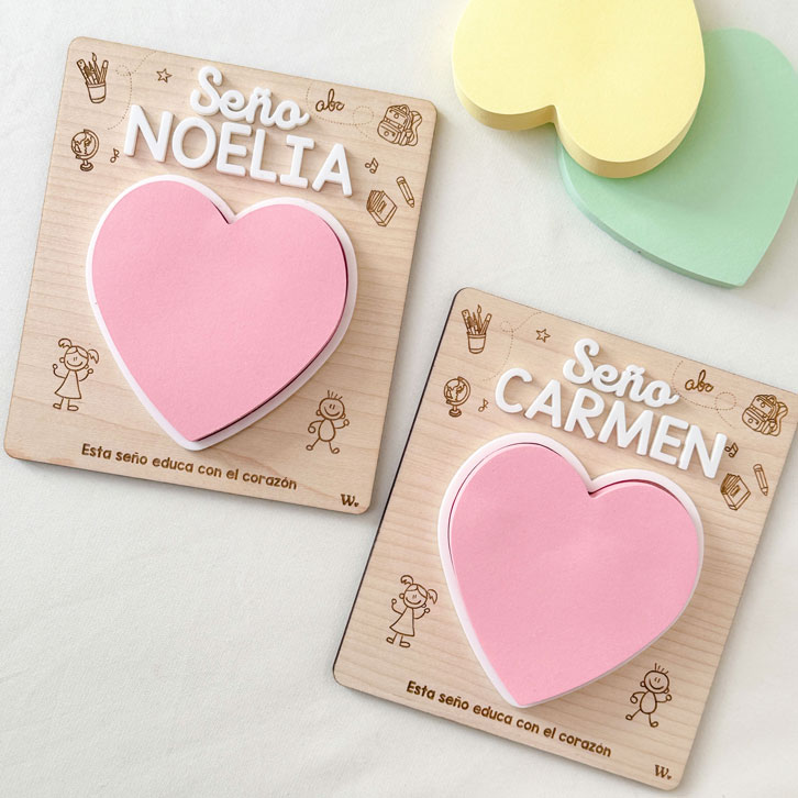 Soporte Post It Personalizado Madera Wooden Love