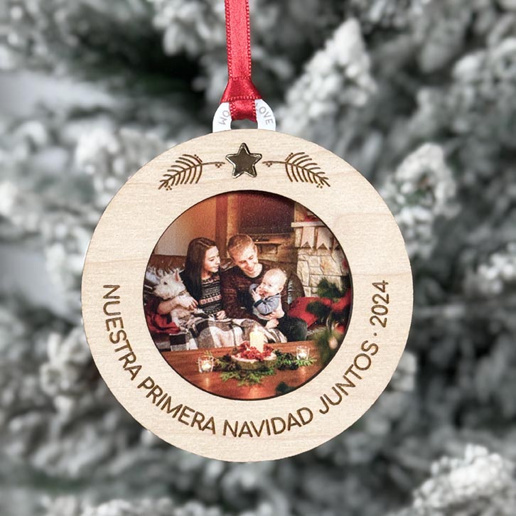 Bola Navidad personalizada Bauble oro madera - Wooden Love